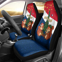 France Christmas Car Seat Cover with Eiffel Tower Chipmunks Candy Canes and Starry Night Design - Wonder Print Shop