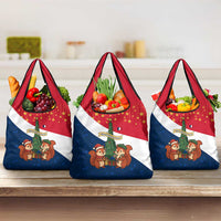 France Christmas Grocery Bag with Eiffel Tower Chipmunks Candy Canes and Starry Night Design - Wonder Print Shop