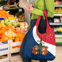 France Christmas Grocery Bag with Eiffel Tower Chipmunks Candy Canes and Starry Night Design - Wonder Print Shop