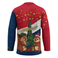 France Christmas Hockey Jersey with Eiffel Tower Chipmunks Candy Canes and Starry Night Design - Wonder Print Shop