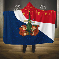 France Christmas Hooded Blanket with Eiffel Tower Chipmunks Candy Canes and Starry Night Design - Wonder Print Shop