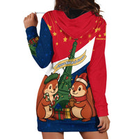 France Christmas Hoodie Dress with Eiffel Tower Chipmunks Candy Canes and Starry Night Design - Wonder Print Shop