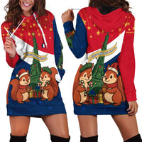 France Christmas Hoodie Dress with Eiffel Tower Chipmunks Candy Canes and Starry Night Design - Wonder Print Shop