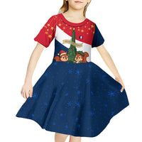 France Christmas Kid Short Sleeve Dress with Eiffel Tower Chipmunks Candy Canes and Starry Night Design - Wonder Print Shop