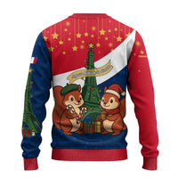 France Christmas Ugly Christmas Sweater with Eiffel Tower Chipmunks Candy Canes and Starry Night Design - Wonder Print Shop