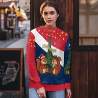 France Christmas Ugly Christmas Sweater with Eiffel Tower Chipmunks Candy Canes and Starry Night Design - Wonder Print Shop