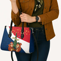 France Christmas Leather Bag with Eiffel Tower Chipmunks Candy Canes and Starry Night Design - Wonder Print Shop