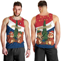 France Christmas Men Tank Top with Eiffel Tower Chipmunks Candy Canes and Starry Night Design - Wonder Print Shop