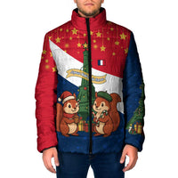 France Christmas Padded Jacket with Eiffel Tower Chipmunks Candy Canes and Starry Night Design - Wonder Print Shop