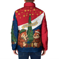 France Christmas Padded Jacket with Eiffel Tower Chipmunks Candy Canes and Starry Night Design - Wonder Print Shop