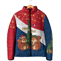 France Christmas Padded Jacket with Eiffel Tower Chipmunks Candy Canes and Starry Night Design - Wonder Print Shop