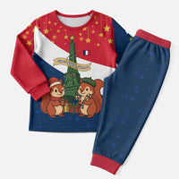 France Christmas Pajama Set with Eiffel Tower Chipmunks Candy Canes and Starry Night Design - Wonder Print Shop