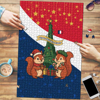 France Christmas Puzzle with Eiffel Tower Chipmunks Candy Canes and Starry Night Design - Wonder Print Shop