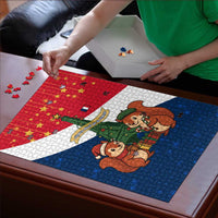 France Christmas Puzzle with Eiffel Tower Chipmunks Candy Canes and Starry Night Design - Wonder Print Shop