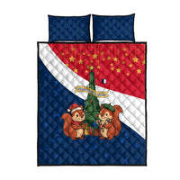 France Christmas Quilt Bed Set with Eiffel Tower Chipmunks Candy Canes and Starry Night Design - Wonder Print Shop