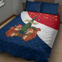France Christmas Quilt Bed Set with Eiffel Tower Chipmunks Candy Canes and Starry Night Design - Wonder Print Shop