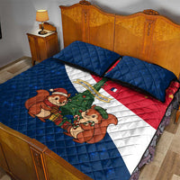 France Christmas Quilt Bed Set with Eiffel Tower Chipmunks Candy Canes and Starry Night Design - Wonder Print Shop