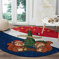 France Christmas Round Carpet with Eiffel Tower Chipmunks Candy Canes and Starry Night Design - Wonder Print Shop