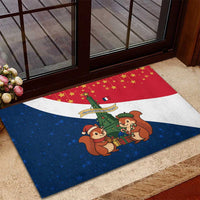 France Christmas Rubber Doormat with Eiffel Tower Chipmunks Candy Canes and Starry Night Design - Wonder Print Shop