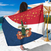 France Christmas Sarong with Eiffel Tower Chipmunks Candy Canes and Starry Night Design - Wonder Print Shop