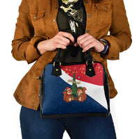 France Christmas Shoulder Handbag with Eiffel Tower Chipmunks Candy Canes and Starry Night Design - Wonder Print Shop