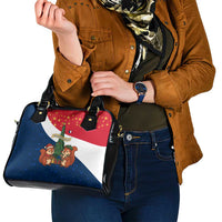 France Christmas Shoulder Handbag with Eiffel Tower Chipmunks Candy Canes and Starry Night Design - Wonder Print Shop