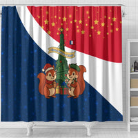 France Christmas Shower Curtain with Eiffel Tower Chipmunks Candy Canes and Starry Night Design - Wonder Print Shop
