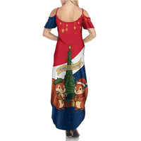 France Christmas Summer Maxi Dress with Eiffel Tower Chipmunks Candy Canes and Starry Night Design - Wonder Print Shop