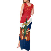 France Christmas Tank Maxi Dress with Eiffel Tower Chipmunks Candy Canes and Starry Night Design - Wonder Print Shop