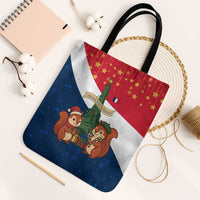 France Christmas Tote Bag with Eiffel Tower Chipmunks Candy Canes and Starry Night Design - Wonder Print Shop