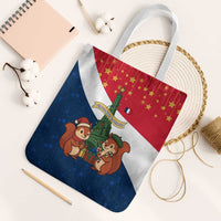 France Christmas Tote Bag with Eiffel Tower Chipmunks Candy Canes and Starry Night Design - Wonder Print Shop