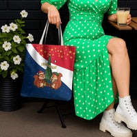 France Christmas Tote Bag with Eiffel Tower Chipmunks Candy Canes and Starry Night Design - Wonder Print Shop
