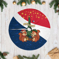 France Christmas Tree Skirt with Eiffel Tower Chipmunks Candy Canes and Starry Night Design - Wonder Print Shop
