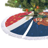 France Christmas Tree Skirt with Eiffel Tower Chipmunks Candy Canes and Starry Night Design - Wonder Print Shop