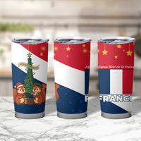 France Christmas Tumbler Cup with Eiffel Tower Chipmunks Candy Canes and Starry Night Design - Wonder Print Shop