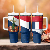 France Christmas Tumbler With Handle with Eiffel Tower Chipmunks Candy Canes and Starry Night Design - Wonder Print Shop