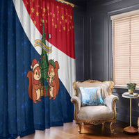 France Christmas Window Curtain with Eiffel Tower Chipmunks Candy Canes and Starry Night Design - Wonder Print Shop