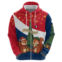 France Christmas Zip Hoodie with Eiffel Tower Chipmunks Candy Canes and Starry Night Design - Wonder Print Shop