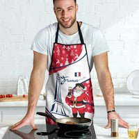 France Christmas Apron with Santa Wine Glass Eiffel Tower and Holiday Icons Design - Wonder Print Shop