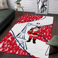 France Christmas Area Rug with Santa Wine Glass Eiffel Tower and Holiday Icons Design - Wonder Print Shop
