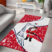 France Christmas Area Rug with Santa Wine Glass Eiffel Tower and Holiday Icons Design - Wonder Print Shop