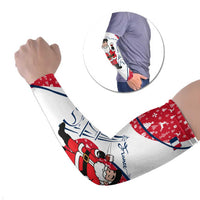 France Christmas Arm Sleeves with Santa Wine Glass Eiffel Tower and Holiday Icons Design - Wonder Print Shop