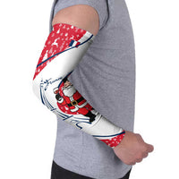 France Christmas Arm Sleeves with Santa Wine Glass Eiffel Tower and Holiday Icons Design - Wonder Print Shop