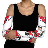 France Christmas Arm Sleeves with Santa Wine Glass Eiffel Tower and Holiday Icons Design - Wonder Print Shop