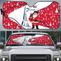 France Christmas Auto Sun Shade with Santa Wine Glass Eiffel Tower and Holiday Icons Design - Wonder Print Shop