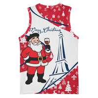 France Christmas Basketball Jersey with Santa Wine Glass Eiffel Tower and Holiday Icons Design - Wonder Print Shop