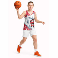France Christmas Basketball Jersey with Santa Wine Glass Eiffel Tower and Holiday Icons Design - Wonder Print Shop