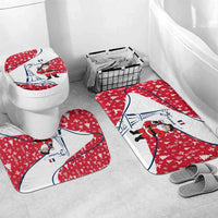 France Christmas Bathroom Set with Santa Wine Glass Eiffel Tower and Holiday Icons Design - Wonder Print Shop