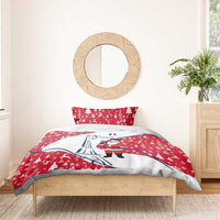 France Christmas Bedding Set with Santa Wine Glass Eiffel Tower and Holiday Icons Design - Wonder Print Shop