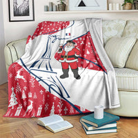 France Christmas Blanket with Santa Wine Glass Eiffel Tower and Holiday Icons Design - Wonder Print Shop